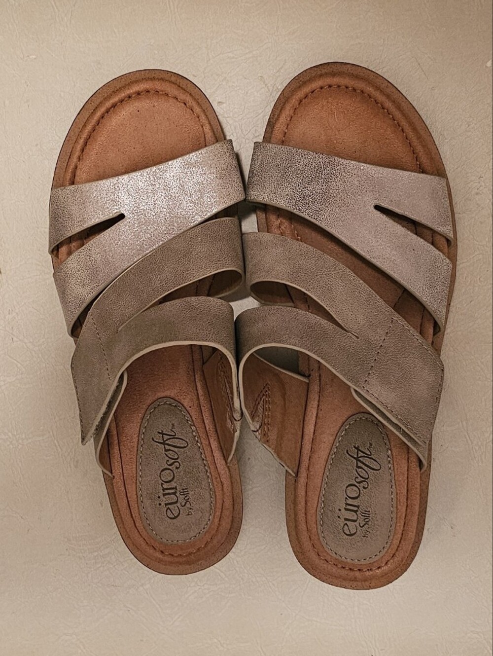 Eurosoft by Sofft Nadine Women's‎ Brown Slide Leather Sandal Strappy Sz 6